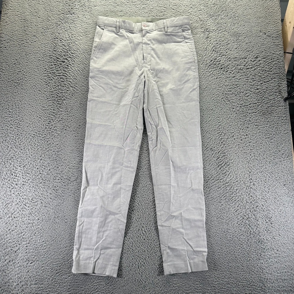 Daniel Hechter Pant Men 33x30 Gray Cotton Chino Straight Business Preppy Stretch